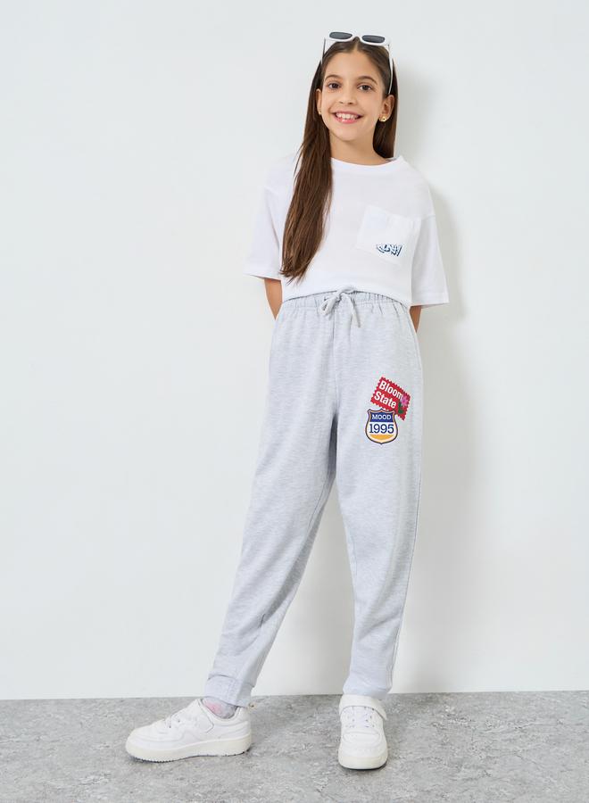 Styli Teens Grey Graphic Print Cotton Joggers - Image 2