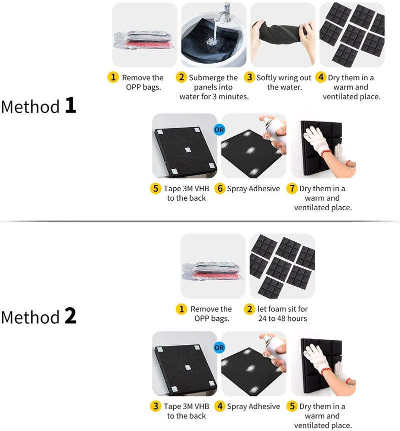 Device Of Urban Infotech ألواح فوم صوتي هرمية لامتصاص الصوت في الاستوديو، ألواح عازلة للصوت بكثافة عالية للجدران، تقليل صدى الضوضاء (1 × 1 قدم (عبوة من 18، أسود) - Image 5