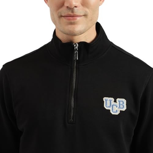 United Colors of Benetton Regular Fit Mock Neck Solid Terry Sweatshirt (Size : L) - 25A3P29J3457I100 Black - Image 5