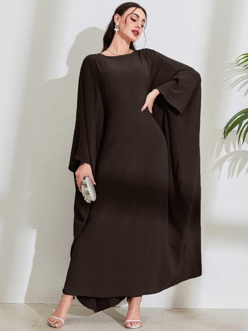 MedeShe Women's Modest Hidden Adjustable Belt Oversized Abaya Muslim Dress Prayer Robes Kaftans (Dark Coffee, One Size) - Image 3