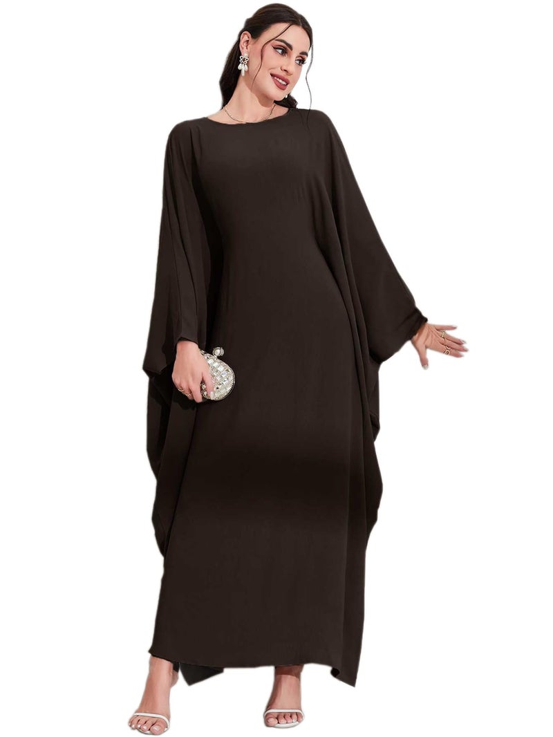 MedeShe Women's Modest Hidden Adjustable Belt Oversized Abaya Muslim Dress Prayer Robes Kaftans (Dark Coffee, One Size) - Image 1