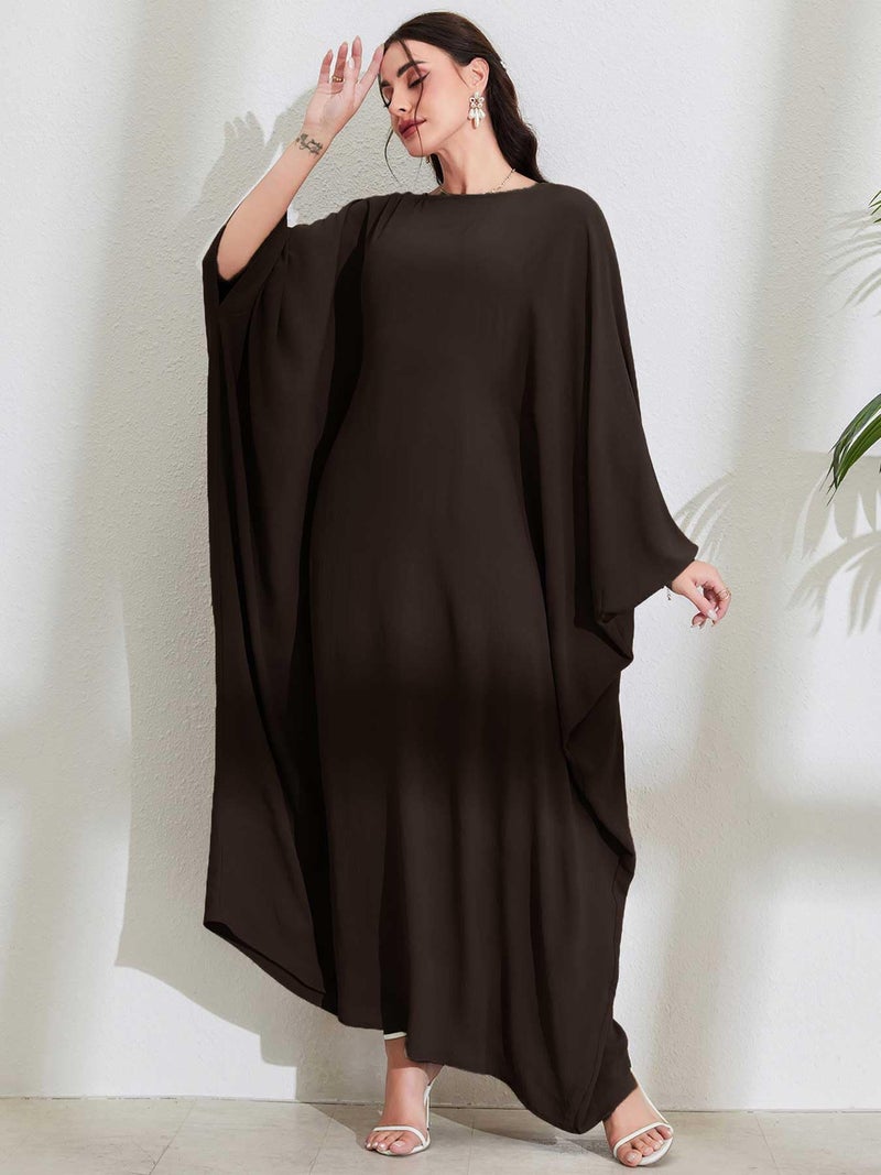MedeShe Women's Modest Hidden Adjustable Belt Oversized Abaya Muslim Dress Prayer Robes Kaftans (Dark Coffee, One Size) - Image 5