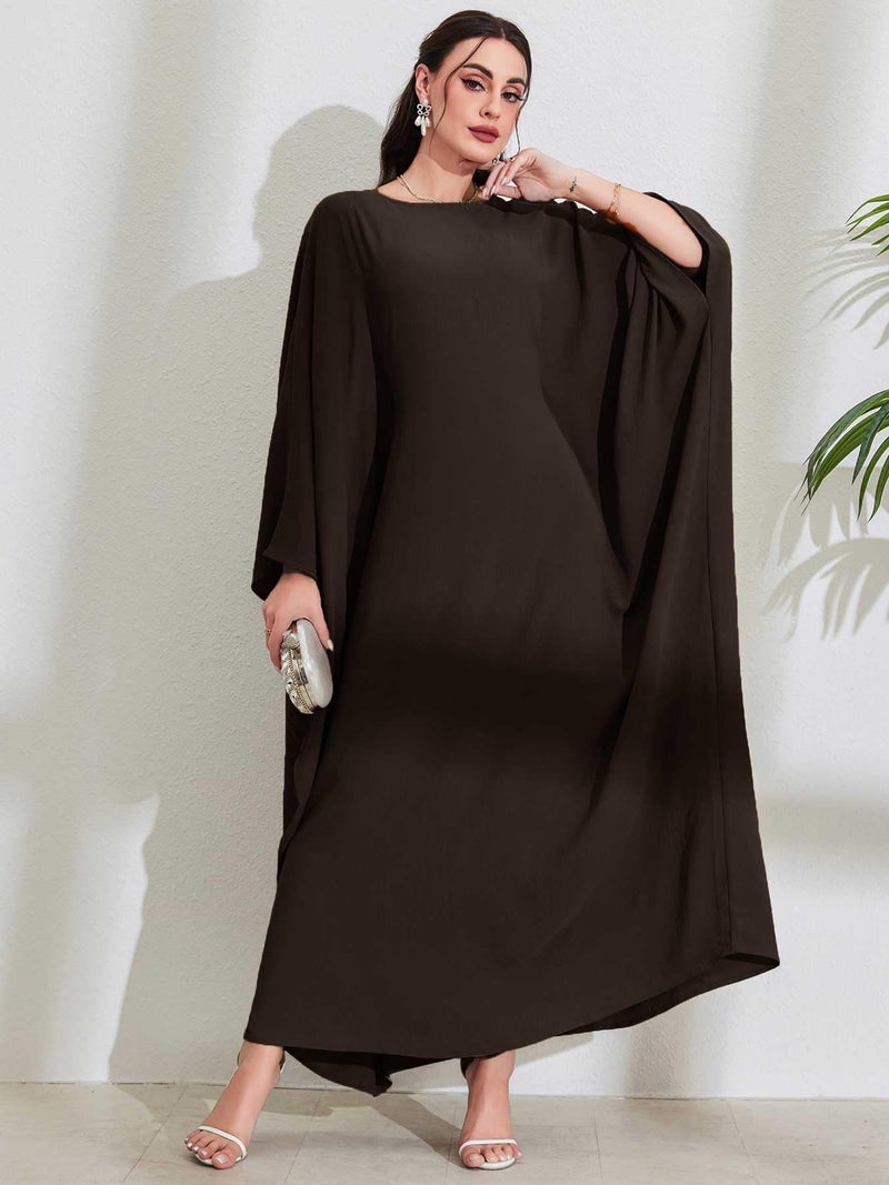 MedeShe Women's Modest Hidden Adjustable Belt Oversized Abaya Muslim Dress Prayer Robes Kaftans (Dark Coffee, One Size) - Image 4