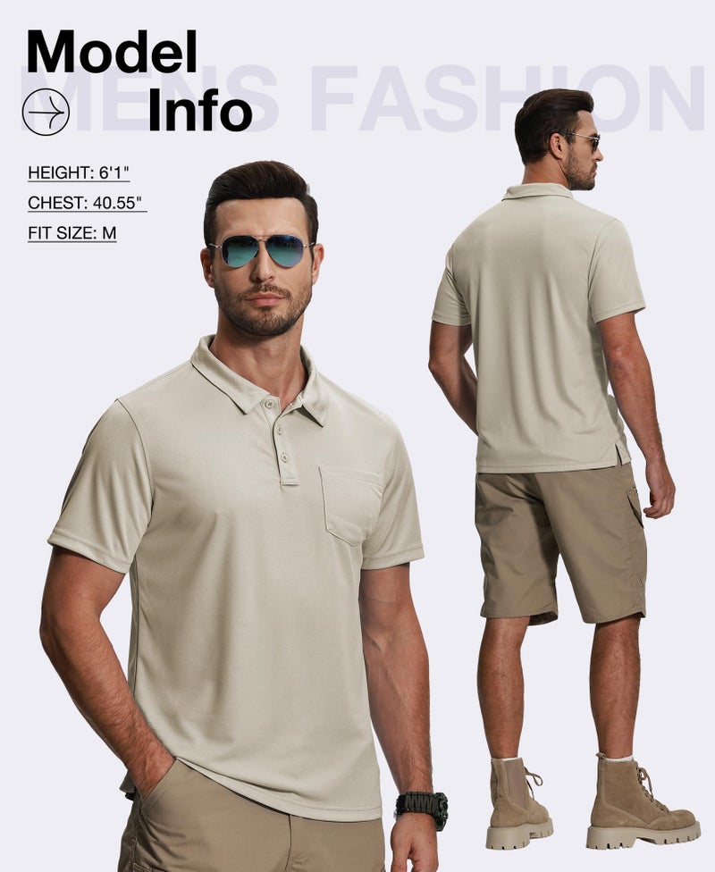 ZITY 5 Pack Polo Shirts for Men with Pocket Dry Quickly Short Sleeve Athletic Outdoor Work Collared Shirts 2XL - Image 3