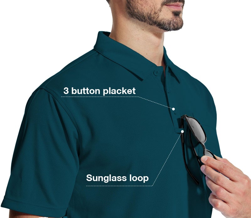 ZITY 5 Pack Polo Shirts for Men with Pocket Dry Quickly Short Sleeve Athletic Outdoor Work Collared Shirts 2XL - Image 5