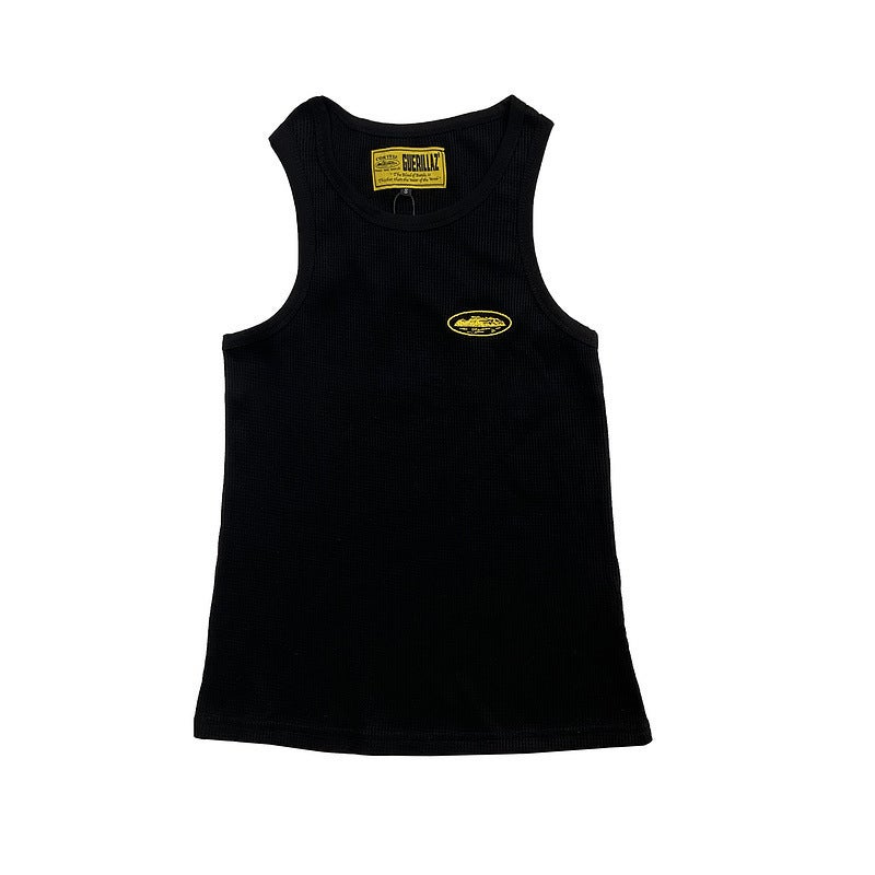 Cz Heavyweight American Heavy Industry Embroidered Threaded Knitted Vest Men'S Slim Sports Fitness Top Trendy - Image 1