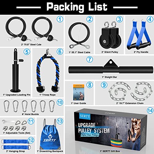 SERTT Weight Cable Pulley System Gym, SERTT Upgraded Cable Pulley Attachments for Gym LAT Pull Down, Biceps Curl, Tricep, Arm Workouts - Weight Pulley System Home Gym Add On Equipment - Image 2
