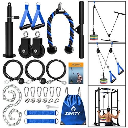 SERTT Weight Cable Pulley System Gym, SERTT Upgraded Cable Pulley Attachments for Gym LAT Pull Down, Biceps Curl, Tricep, Arm Workouts - Weight Pulley System Home Gym Add On Equipment - Image 1