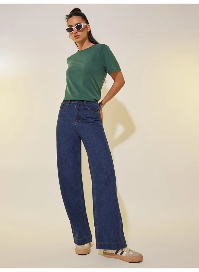 تايك تو Take Two Mid Rise Wide Leg Jeans