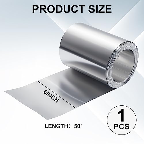 Ripeng 50 Feet Aluminum Flashing Roll Roof Flashing for Roof and Garden Preventing Roofing Stains Roof Strip for Moss and Mildew Prevention (1 Roll,6'' x 50' x 0.0078'') - Image 2