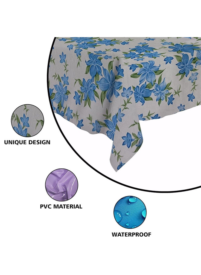 craft city CRAFT CITY PVC 6 Seater Dining Table Cover|Waterproof & Heat Resistant (54 by 78, Blue White)  - Image 4