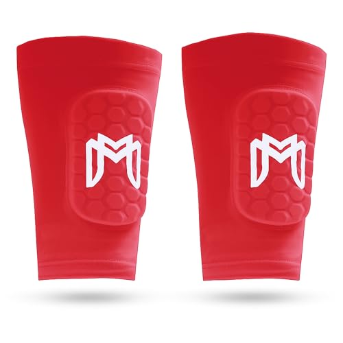MediCaptain Mini Shin Guards Soccer Built in Shin Pad Sleeves for Mens Women Teens Small Shin Guards Lightweight Breathable Shin Defender Leg Protection Red Mini - Image 1