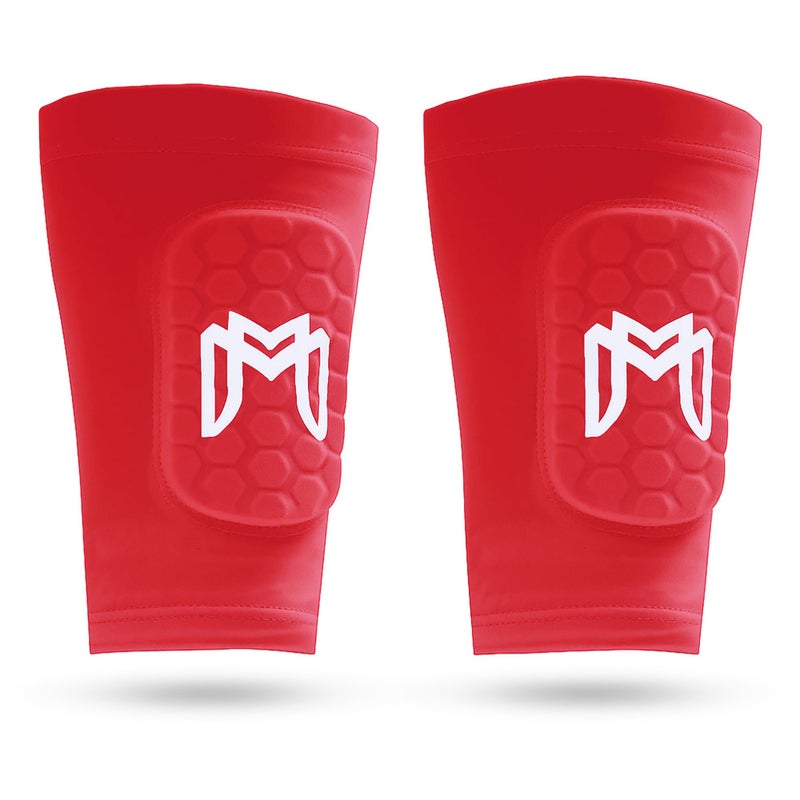 MediCaptain Mini Shin Guards Soccer Built in Shin Pad Sleeves for Mens Women Teens Small Shin Guards Lightweight Breathable Shin Defender Leg Protection Red Mini - Image 2