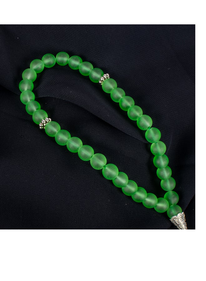 ذا بلاك بيرل اكسسوريز سبحة من حجر الأوبال الأخضر الخلاب من 33 حبة - Image 4