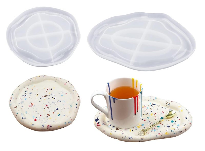 FirstTry Coaster Mould I Silicone Irregular Clouds Epoxy Resin Deep Casting Tray I for Homemade Ornament DIY Art Crafts Jewelry Storage Box Ring Trinket Container Home Table Decoration 2PCs - Image 1