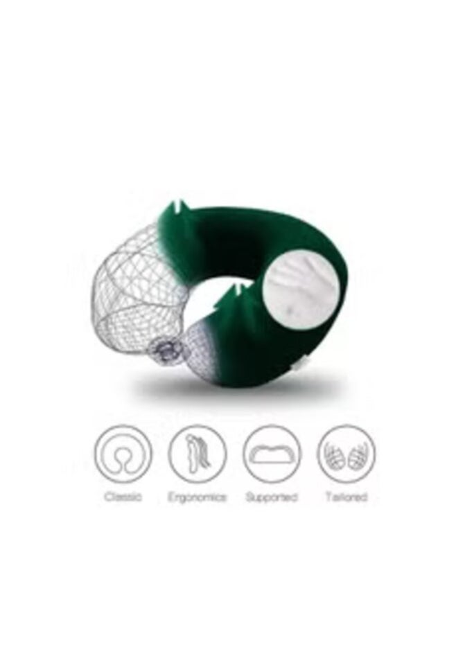 House One - Velvet Neck and Travel Pillow 30x25x10 cm - Dark Green - Image 1