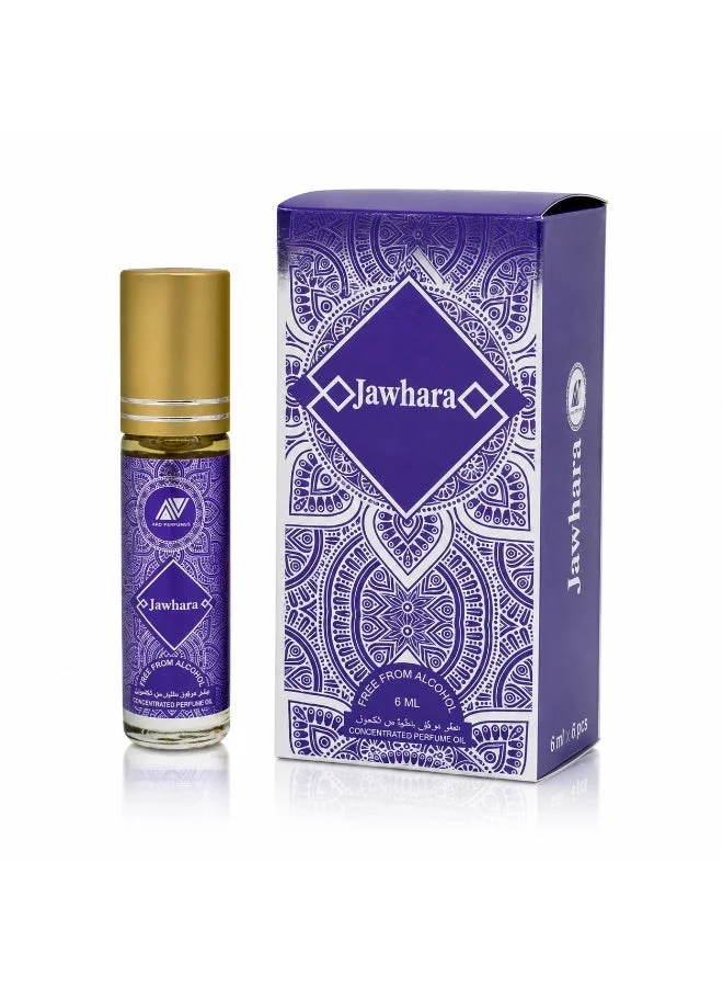 ARD PERFUMES Jawhara Roll-On Perfume Oil by Ard Perfumes – 6ml x 6 Pack, Alcohol-Free, Amber Musk Fragrance | Long Lasting Travel-Size Attar for Women
