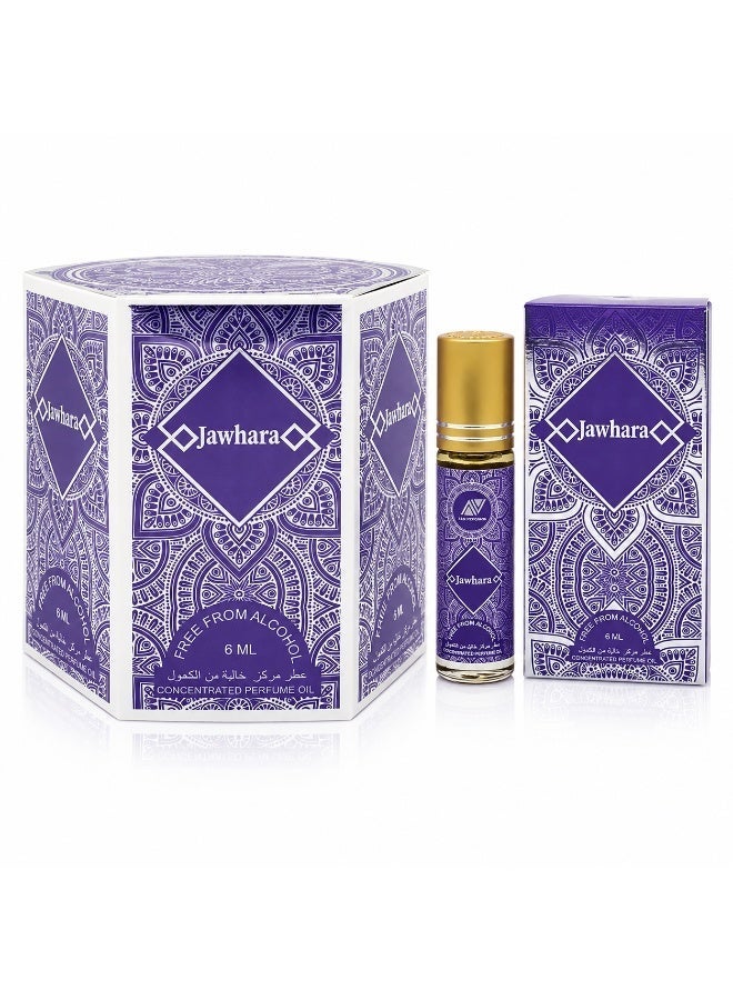 ARD PERFUMES Jawhara Roll-On Perfume Oil by Ard Perfumes – 6ml x 6 Pack, Alcohol-Free, Amber Musk Fragrance | Long Lasting Travel-Size Attar for Women - Image 1