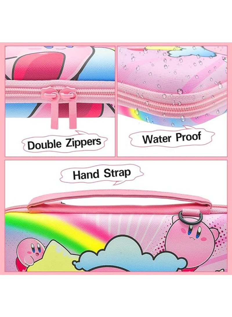 Carrying Case Compatible with Nintendo Switch  OLED Mode， Pink Travel Carry Bag for Kirby, Accessories with Protective Hard Shell, Adjustable Shoulder Strap Travel Case Hard Carry Case for Girls - Image 3