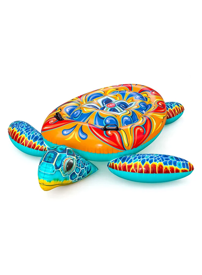 Bestway Bestway, Inflatable Mediterranean Turtle Ride-On Pool Float Kids Large Animal Float Ride-On Water Toy with Handles Durable Summer Pool Beach Float with Repair Patch, 6ftx68in