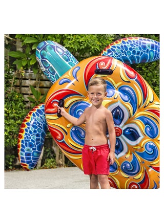 Bestway, Inflatable Mediterranean Turtle Ride-On Pool Float Kids Large Animal Float Ride-On Water Toy with Handles Durable Summer Pool Beach Float with Repair Patch, 6ftx68in - view 5