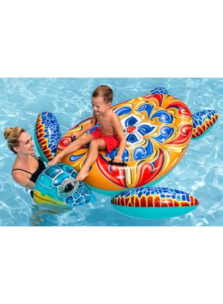 Bestway, Inflatable Mediterranean Turtle Ride-On Pool Float Kids Large Animal Float Ride-On Water Toy with Handles Durable Summer Pool Beach Float with Repair Patch, 6ftx68in - view 4