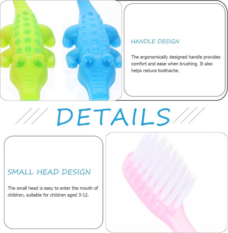 8 عيدان أسنان بشعيرات ناعمة وتصميم رسوم متحركة مناسبة لجميع الأعمار، تساعد في التنظيف العميق واللطيف للأسنان، مزودة بأشكال حيوانات لطيفة تعزز عادات فموية صحية. - Image 3