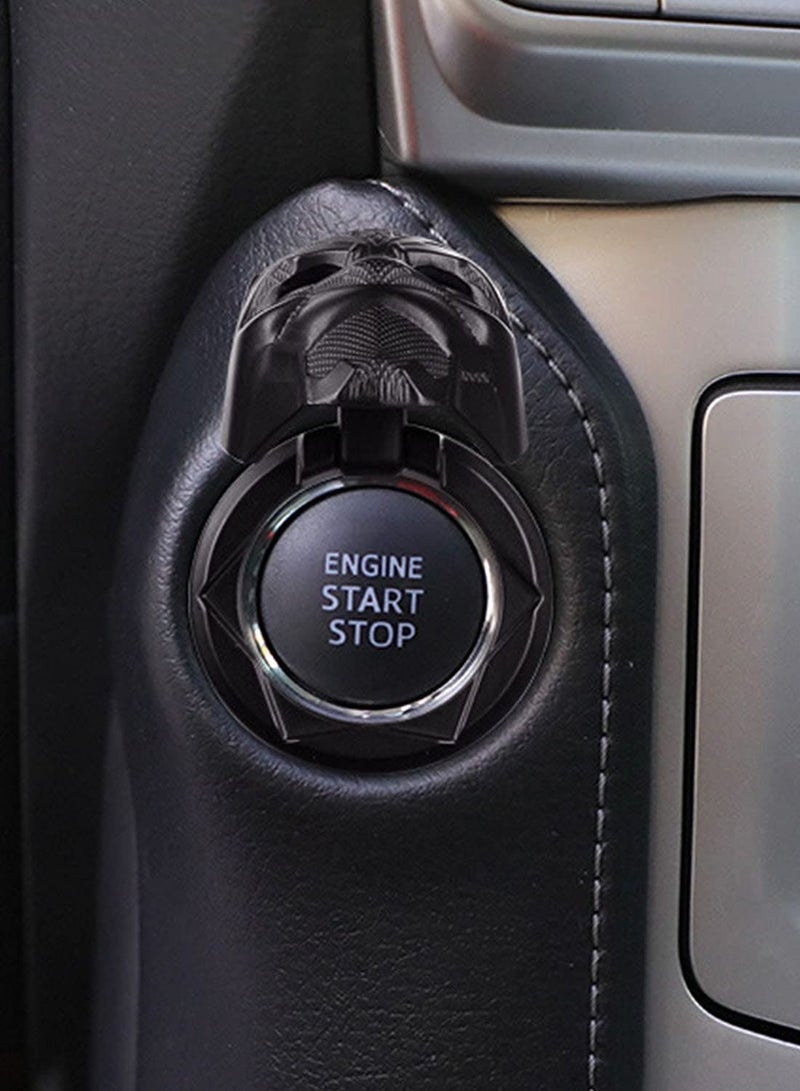 Car Engine Start Cover of Black Panther Push, Start Stop Button Cover Replacement Push Button Car Engine Start Stop Trim Protector Key Ring Circle Cover 3D Car Interior Accessory Light Black - Image 3