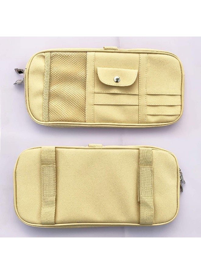 Da by Car Sun Visor Organizer, Multi-Pocket Visor Organizer Storage Pouch for Cars, SUVs & Trucks with Double Zippers, Elastic Bands & Glasses Clip - Image 4