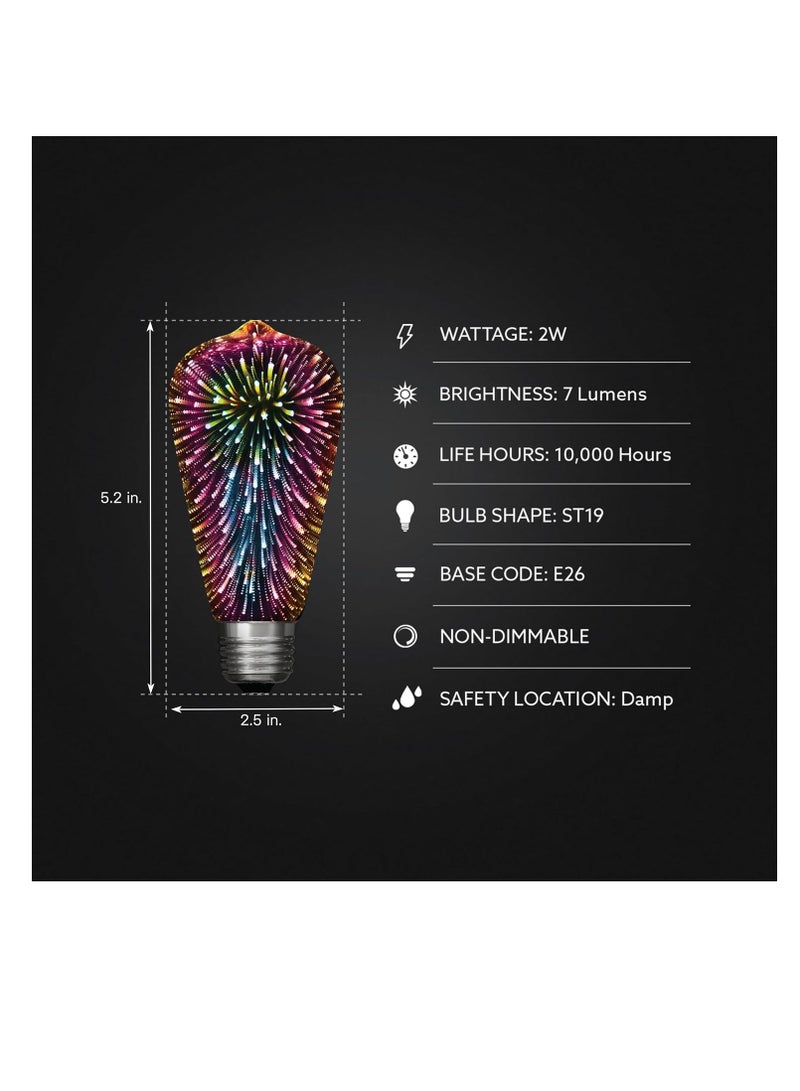 Feit Electric Infinity 3D Fireworks LED Light Bulb, ST19 LED Bulb, ST19/PRISM/LED,1 Count (Pack of 1), Multicolor - Image 3