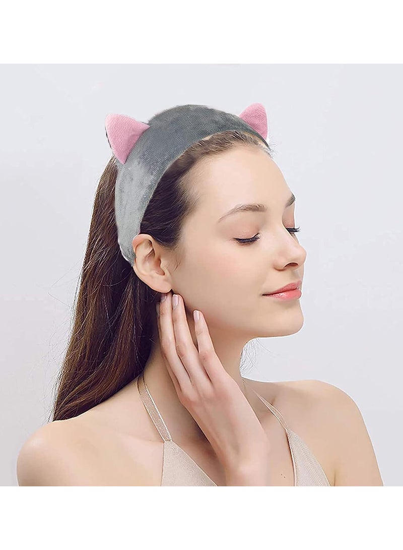 GGOOT Spa Headbands for Women, 3 Pack Fluffy Headband, With 2 Silicone Face Mask Brush, Coral Fleece Women & Girls' Head Band for Makeup, Shower, Sports - Image 4