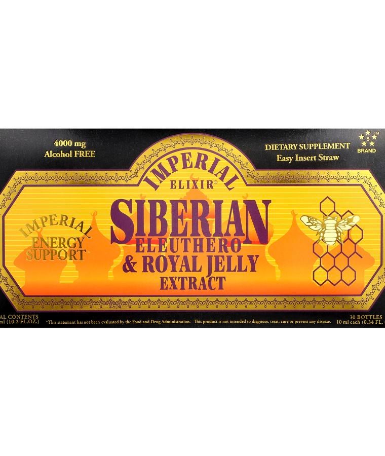 Siberian Eleuthero & Royal Jelly Extract Alcohol Free 30 Bottles 0.34 fl oz (10 ml) Each
