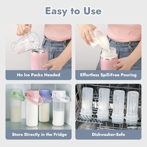 HEYTRIP Vacuum Insulated Breastmilk Cooler Bottle, 20oz Stainless Steel Portable Breastmilk Chiller, Reusable Storage Container Keeps Milk Fresh for 36+ Hours, TSA Approved, Violet Aurora - Image 5