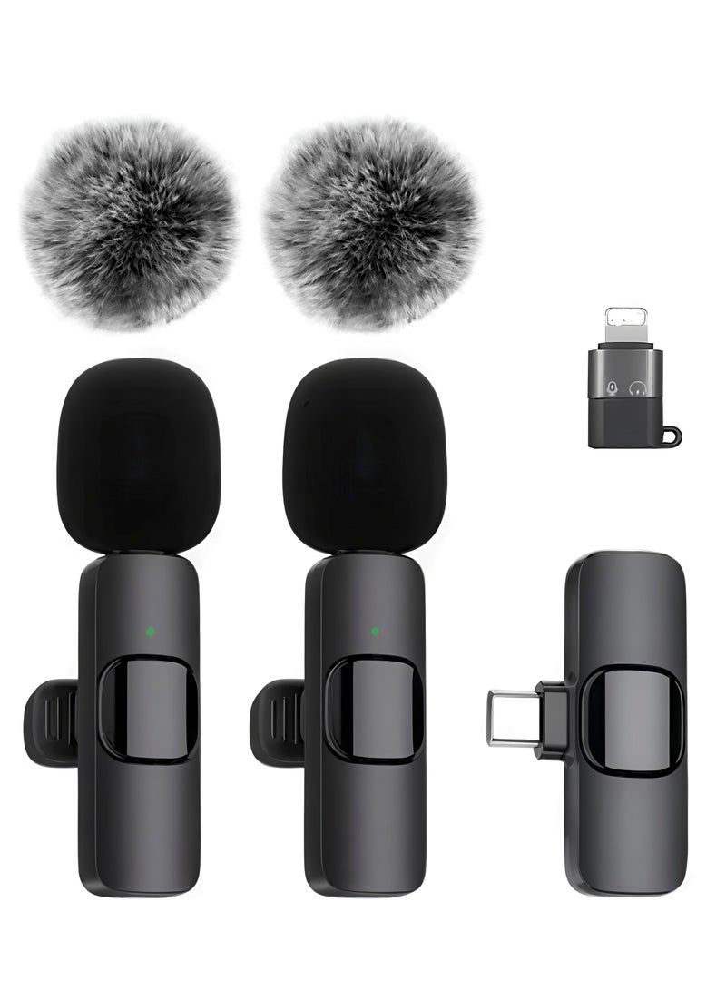 Exceed Wireless Lavalier Microphone for Type-C Phone- Plug-Play Wireless Mic with 2 Microphone for USB-C Android Phone and iPhone Video Recording- Interview- Vlog- Auto Sync and Noise Reduction- 2.4 GHZ - Image 1