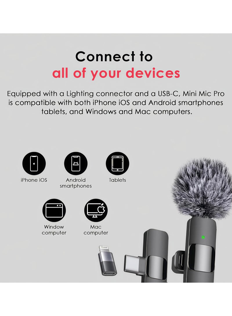 Exceed Wireless Lavalier Microphone for Type-C Phone- Plug-Play Wireless Mic with 2 Microphone for USB-C Android Phone and iPhone Video Recording- Interview- Vlog- Auto Sync and Noise Reduction- 2.4 GHZ - Image 3