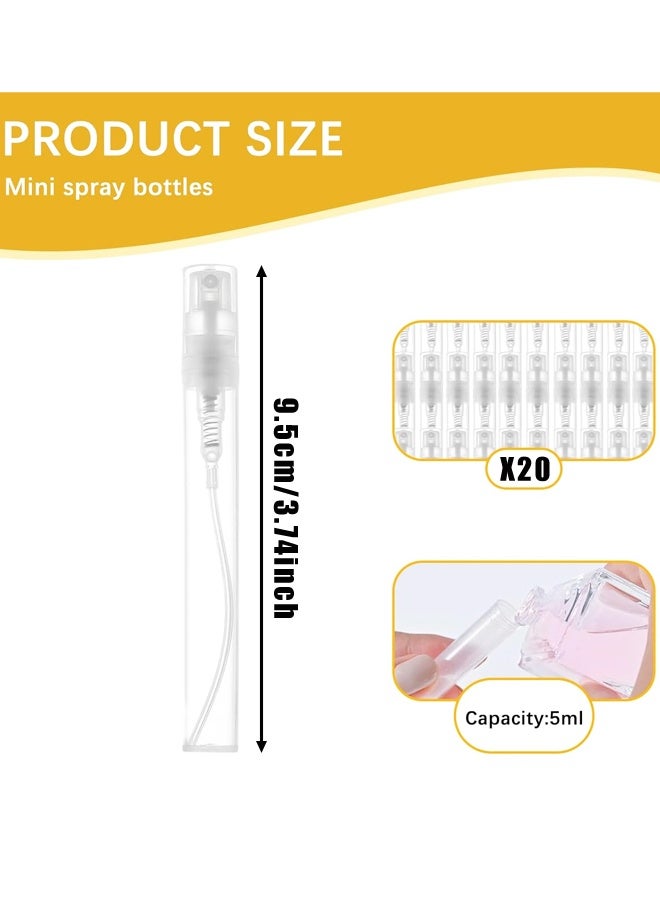 عبوة من 20 زجاجة عطر فارغة سعة 10 مل، زجاجات عطر بلاستيكية قابلة لإعادة التعبئة، بخاخ، زجاجات عينات، زجاجات رذاذ ناعم - Image 2