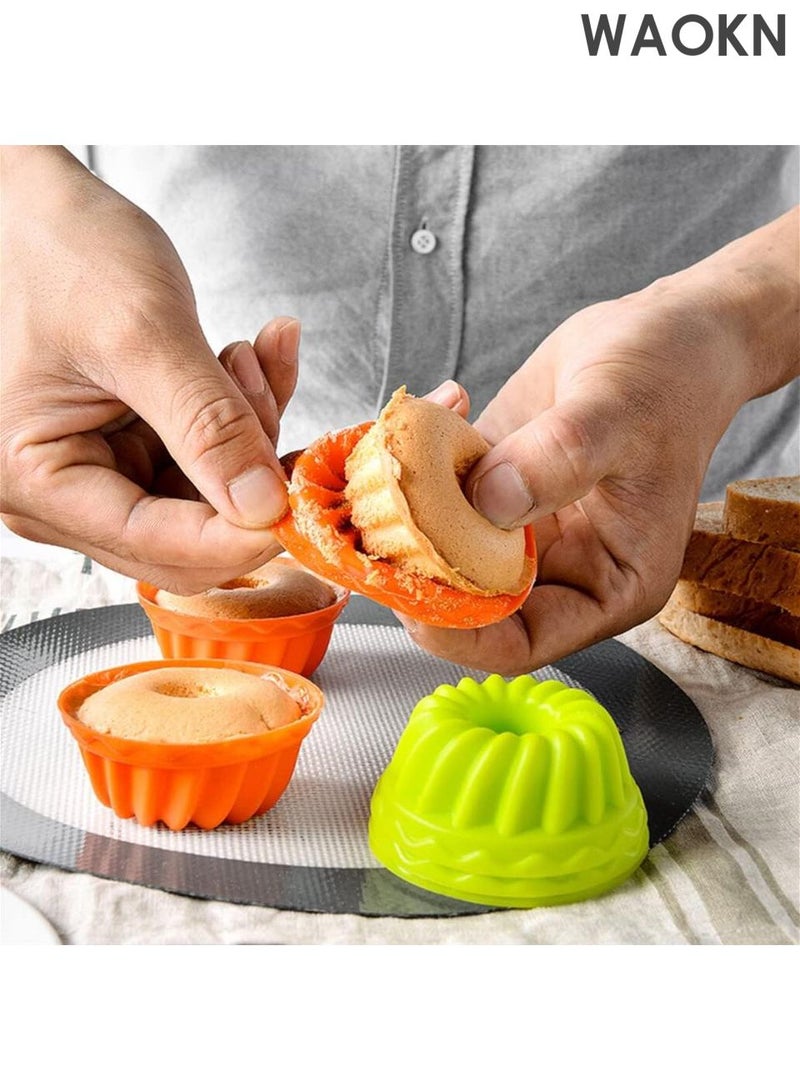 دبليو أيه أو كي أن مجموعة من ١٢ قالب خبز سيليكون للكب كيك والمافن - بطانات خبز غير لاصقة قابلة لإعادة الاستخدام للكعك والمافن والحلويات - آمنة للاستخدام في غسالة الأطباق، خالية من مادة BPA، ومقاومة للحرارة (حتى ٤٥٠ درجة فهرنهايت) - مجموعة قوالب كيك صغيرة بألوان زاهية متعددة لسهولة الفتح وديكور الحفلات. - Image 2