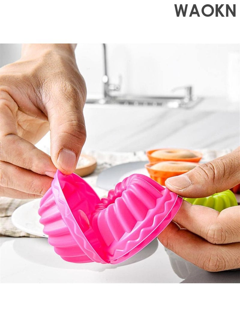 دبليو أيه أو كي أن مجموعة من ١٢ قالب خبز سيليكون للكب كيك والمافن - بطانات خبز غير لاصقة قابلة لإعادة الاستخدام للكعك والمافن والحلويات - آمنة للاستخدام في غسالة الأطباق، خالية من مادة BPA، ومقاومة للحرارة (حتى ٤٥٠ درجة فهرنهايت) - مجموعة قوالب كيك صغيرة بألوان زاهية متعددة لسهولة الفتح وديكور الحفلات. - Image 5