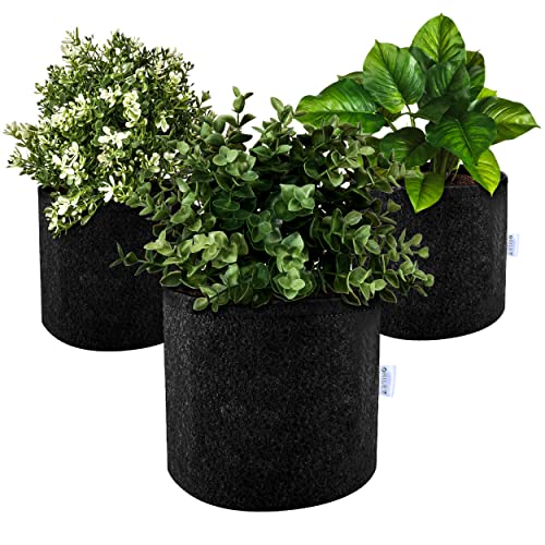 Oriley Grow Bag Heavy Duty Geo Fabric Plant Pot Lightweight Bags Ideal for Gardening Balcony Terrace (Black, Round, 500 GSM 6 x 6 inch Pack of 3) - Image 1