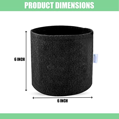 Oriley Grow Bag Heavy Duty Geo Fabric Plant Pot Lightweight Bags Ideal for Gardening Balcony Terrace (Black, Round, 500 GSM 6 x 6 inch Pack of 3) - Image 2