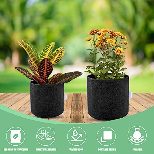 Oriley Grow Bag Heavy Duty Geo Fabric Plant Pot Lightweight Bags Ideal for Gardening Balcony Terrace (Black, Round, 500 GSM 6 x 6 inch Pack of 3) - Image 4