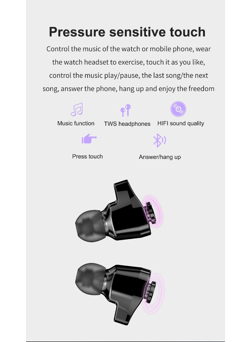 GT 66 Smart Watch TWS Bluetooth Headset 2 In1 Multi Sport Mode Heart Rate Sleep Monitoring Black  - Image 3