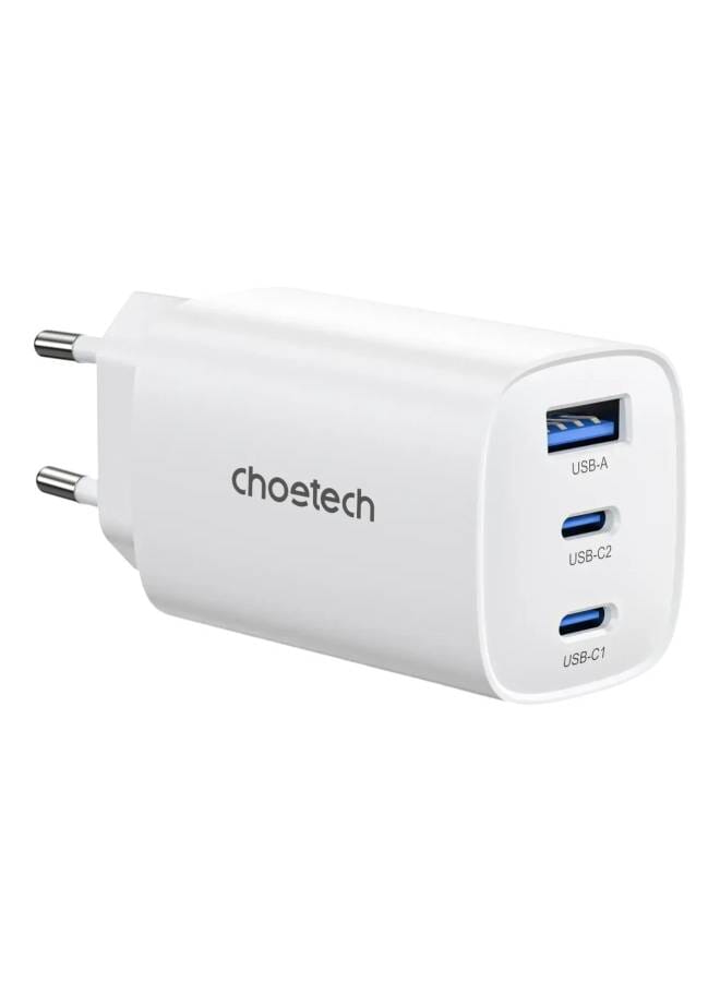 65W GaN PD Charger – Dual USB-C Ports, Foldable Fast Adapter white