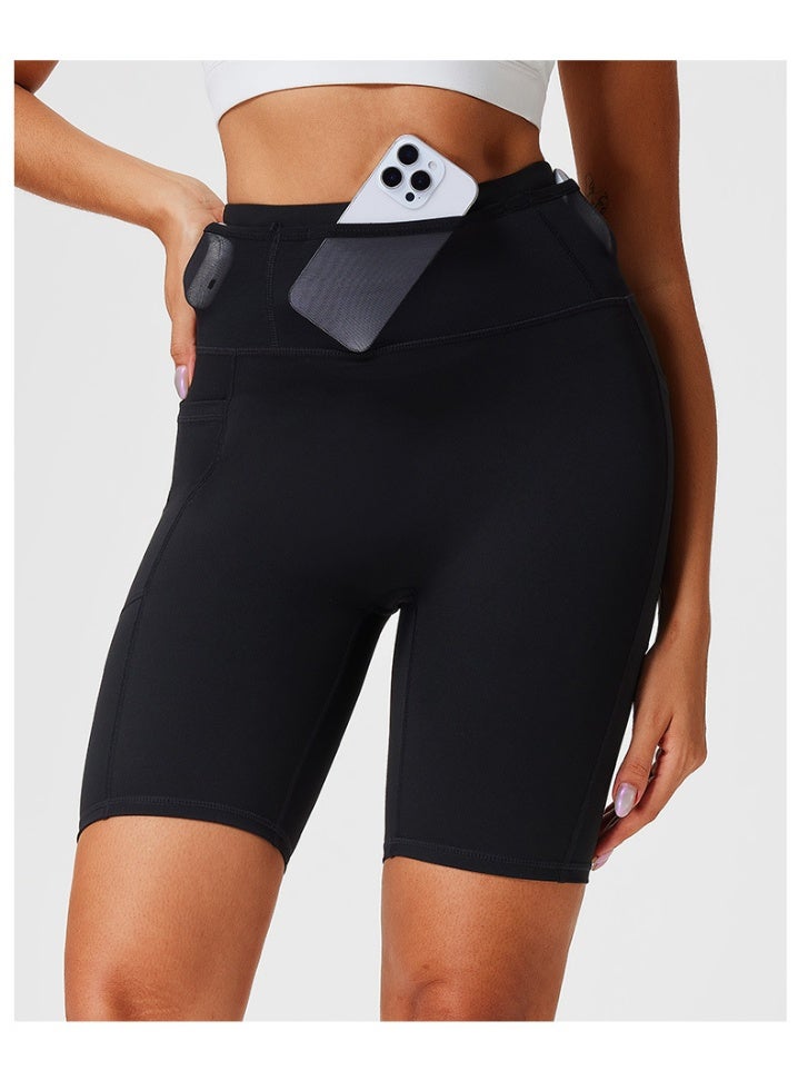 Women's Shorts Cycling Gym Yoga Fitness Shorts Side Pockets High Waist Soft Tight Elastic Shorts Womens Clothing  - Image 2