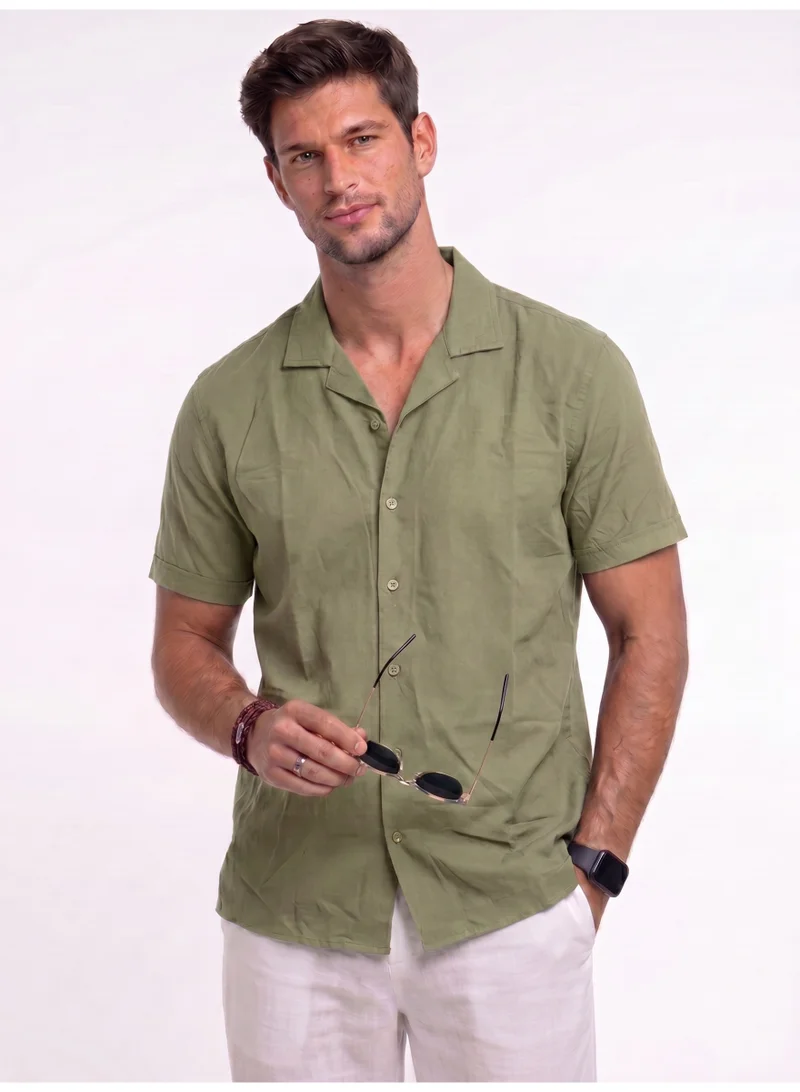 Levantino Men’s Solid Short Sleeve Resort Collar Shirt