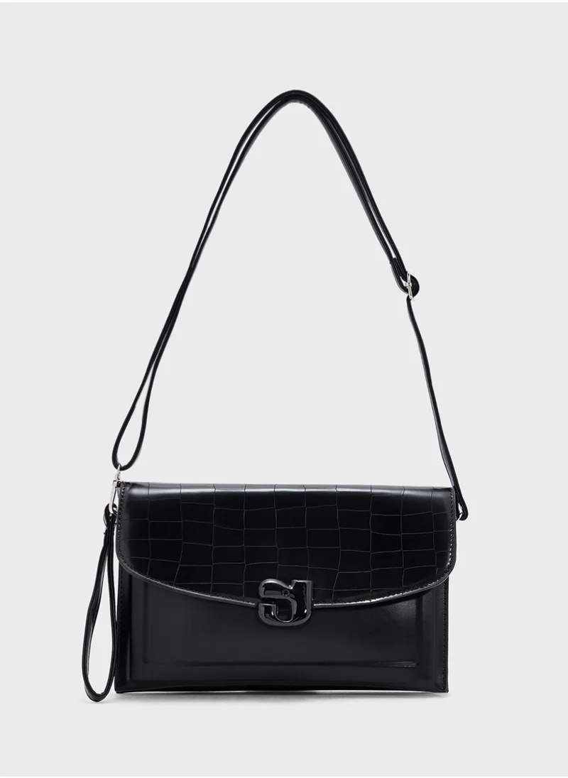 جينجر Croc Panel Clutch Bag