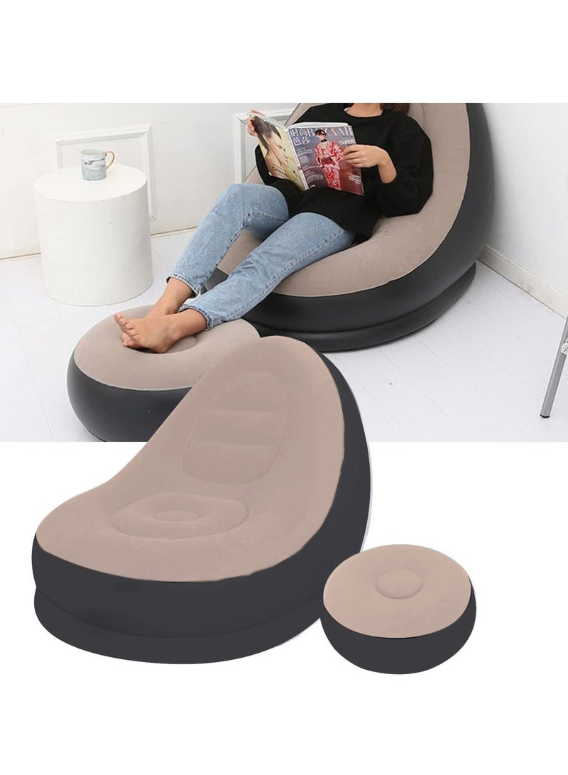 والالا كرسي كيس فول قابل للنفخ قابل للطي، أريكة كسولة، أريكة قابلة للنفخ، أريكة قابلة للنفخ، مقعد قابل للنفخ، مجموعة أثاث هوائي مع مسند للقدمين، مضخة هواء للداخل والخارج - Image 5