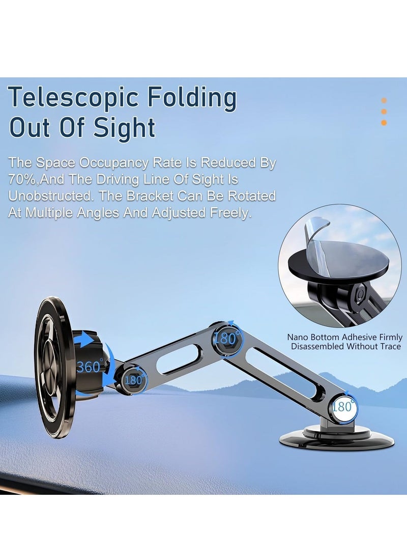 JAJEEK Universal 360° Magnetic Suction Phone Holder for Car | Super Strong Magnet Alloy Folding Phone Mount for Dashboard | Compatible with All Smartphones (Black) – Hands-Free Convenience and Secure Grip - Image 2