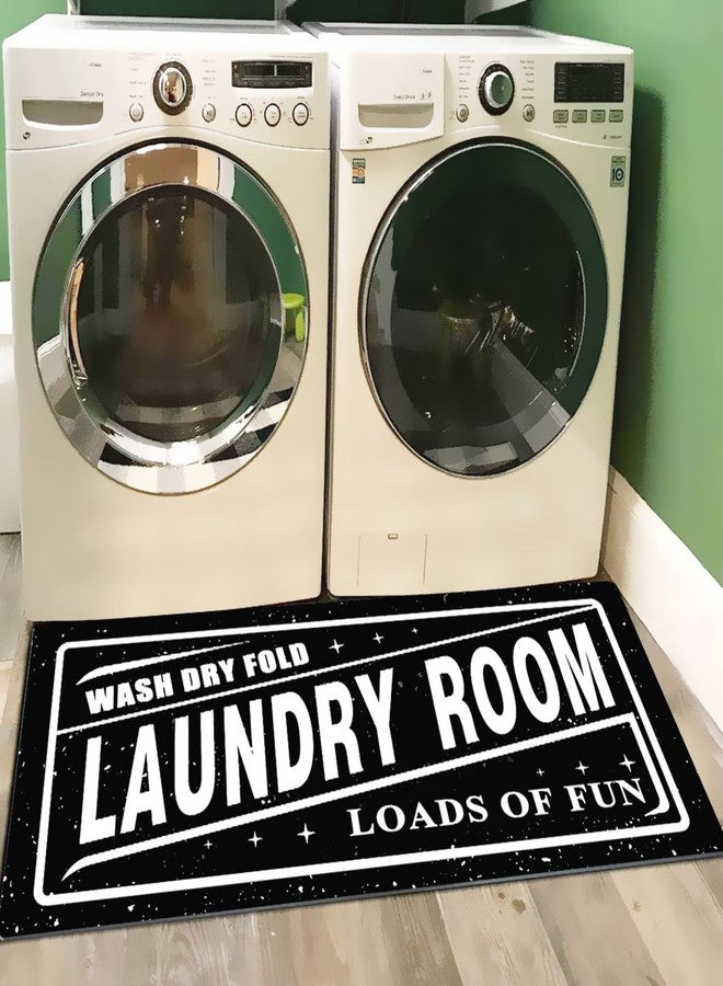 UKELER سجادة غرفة غسيل من يوكيلر باللونين الأبيض والأسود، سجادات غسيل مانعة للانزلاق بنمط ريفي لغرفة الغسيل والحمام، سجادة مطبخ مقاومة للماء ومضادة للإجهاد، ديكور مرح، 20 × 59 - Image 1