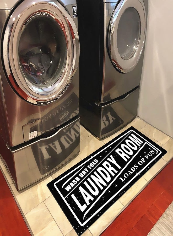 UKELER سجادة غرفة غسيل من يوكيلر باللونين الأبيض والأسود، سجادات غسيل مانعة للانزلاق بنمط ريفي لغرفة الغسيل والحمام، سجادة مطبخ مقاومة للماء ومضادة للإجهاد، ديكور مرح، 20 × 59 - Image 3